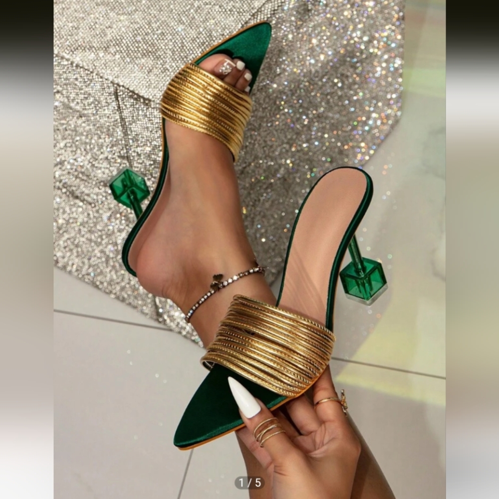 Green And Gold Heels Size 6 (36)